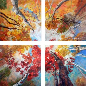 "What Dreams Are Made Of" • Four 36" x 36" canvases to form a 72" x 72" quadriptych • textured oil painting on canvas