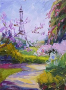 Eiffel Tower 5x7 oil painting Niki Gulley