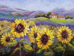 Sun Drenched 30x40 oil Niki Gulley sunflowers