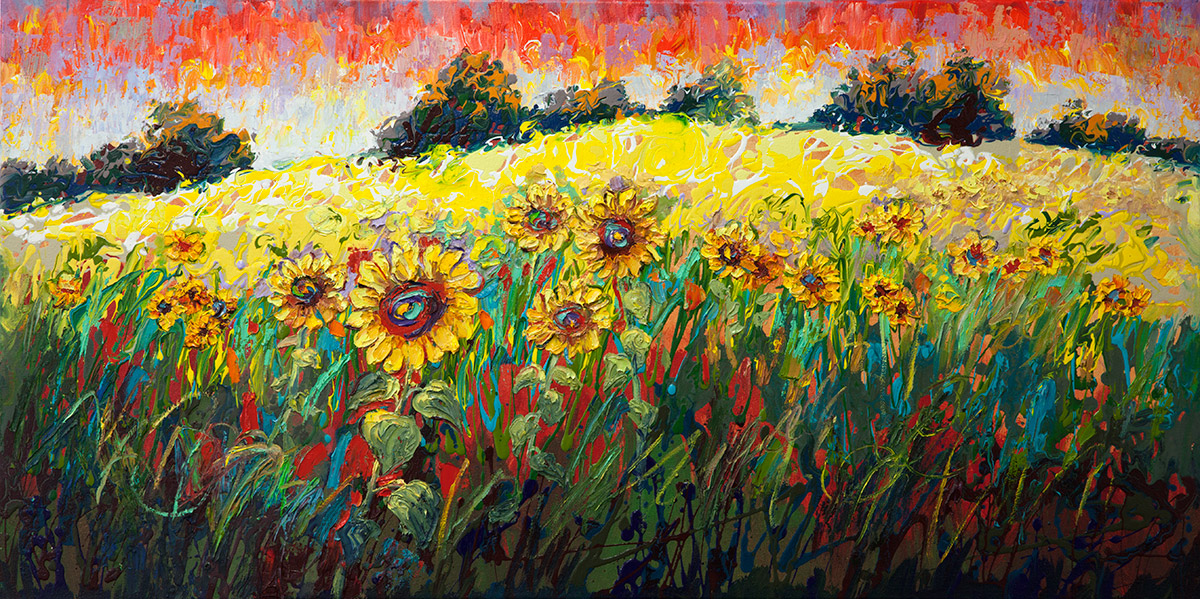 contemporary impressionist, dallas texas artist, floral art, Niki Gulley paintings, sunflower painting