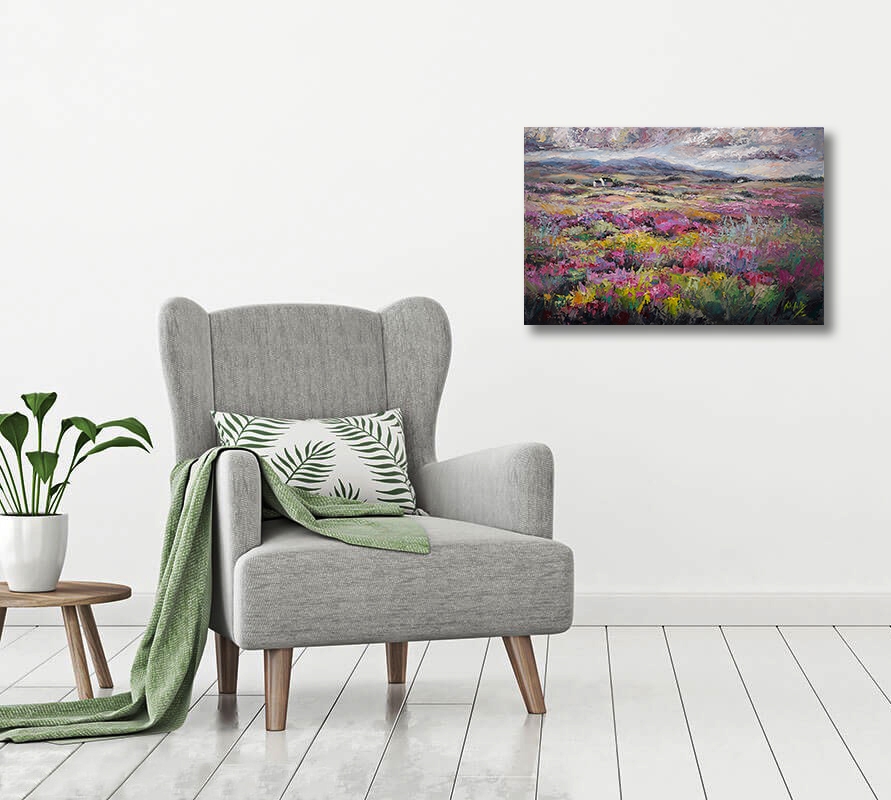 Niki Gulley, Dallas, Scotland, contemporary impressionist, heather, wildflower painting