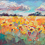 Sunflowers, contemporary impressionist, daily painting, dallas texas artist, travel art, Niki Gulley paintings