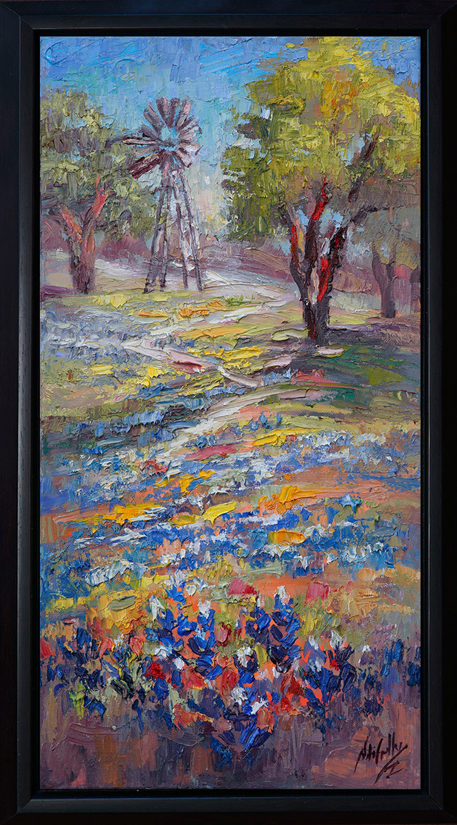 Texas, contemporary impressionist, dallas texas artist, blue bonnets, wild flowers, Niki Gulley paintings